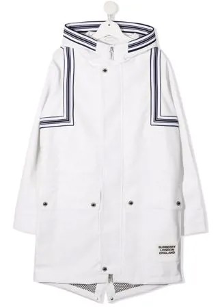 Burberry Kids парка с контрастными полосками