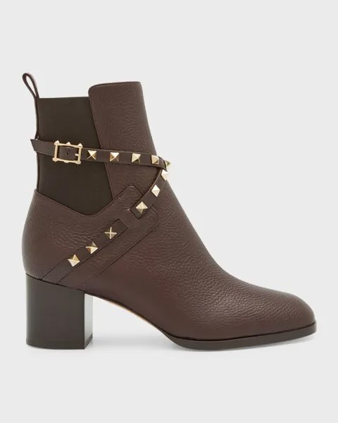 Ботильоны Rockstud из телячьей кожи с ремешком и пряжкой Valentino Garavani