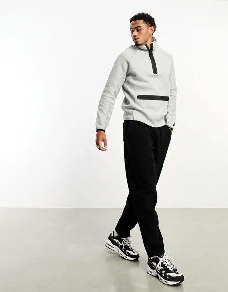 Серая толстовка с молнией на половину длины Nike Tech Fleece