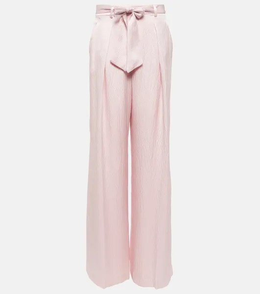 Широкие шелковые брюки с высокой посадкой GABRIELA HEARST, розовый