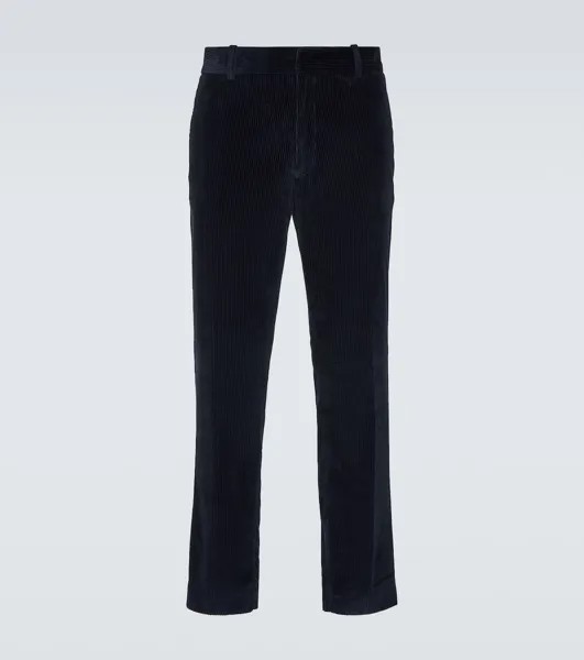 Вельветовые брюки с высокой посадкой Moncler, синий