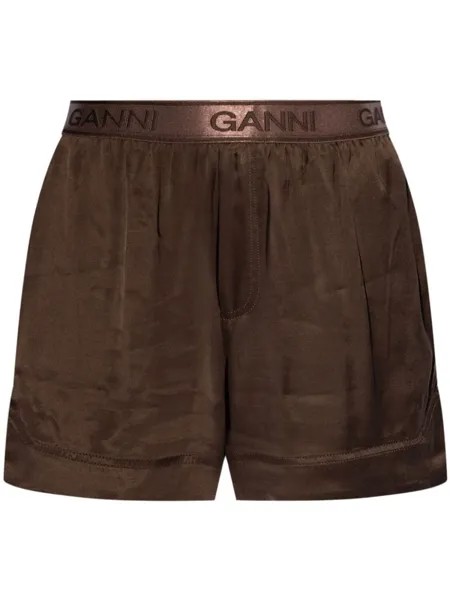 GANNI шорты с логотипом, коричневый