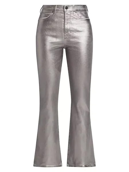 Расклешенные джинсы до щиколотки с эффектом металлик Carson Veronica Beard, цвет light gunmetal