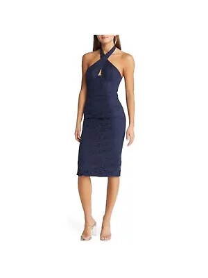 Женское темно-синее платье-футляр без рукавов BARDOT с корсетом и подкладкой крест-накрест 4