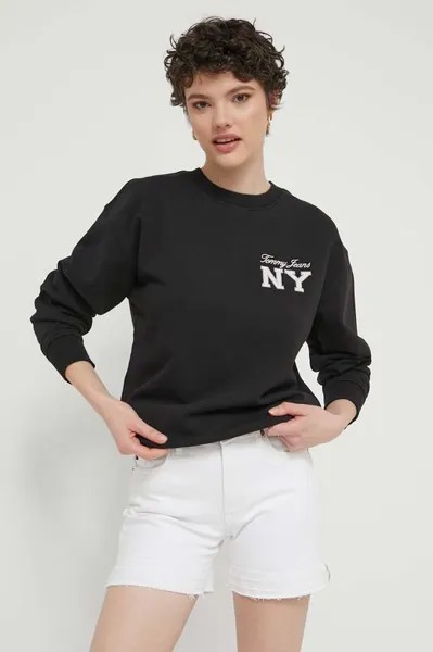 Хлопковая толстовка Tommy Jeans, черный