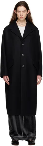 Черное однобортное пальто MM6 Maison Margiela