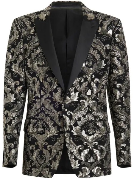 Однобортный пиджак с вышивкой бисером ETRO, черный