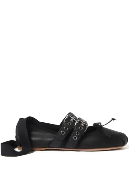 Балетки с пряжкой Miu Miu, черный