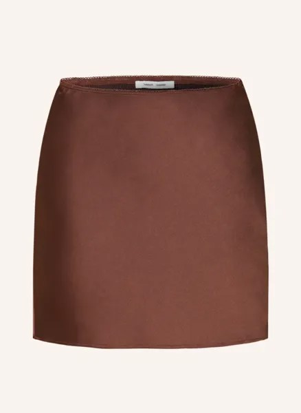 Атласная юбка saagneta Samsøe Samsøe, коричневый