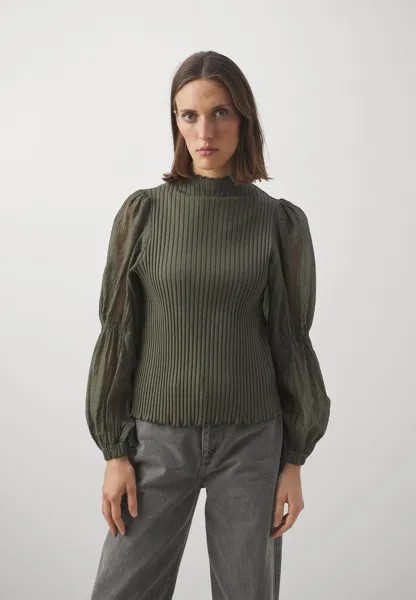 Футболка с длинными рукавами Gathered Puff Sleves Mother of Pearl, цвет olive