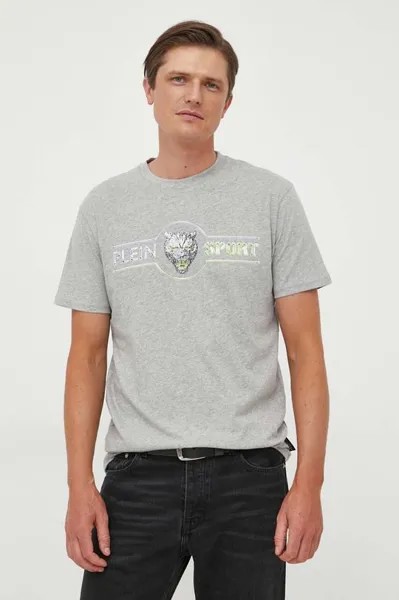 Хлопковая футболка Plein Sport, серый