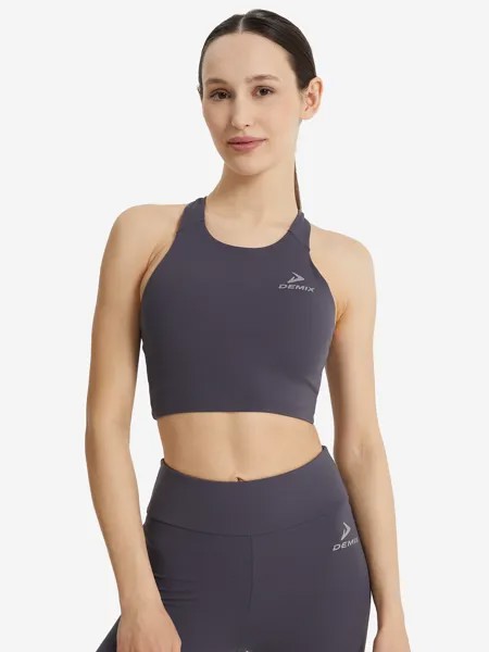 Спортивный топ бра Demix Yoga HighFlow Longline, Серый