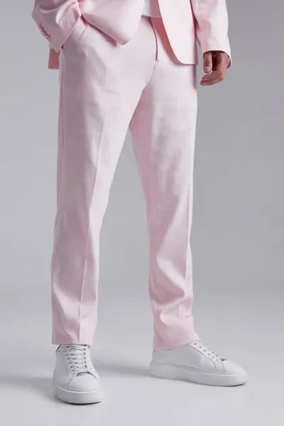 Высокие узкие льняные костюмные брюки Boohoo, розовый