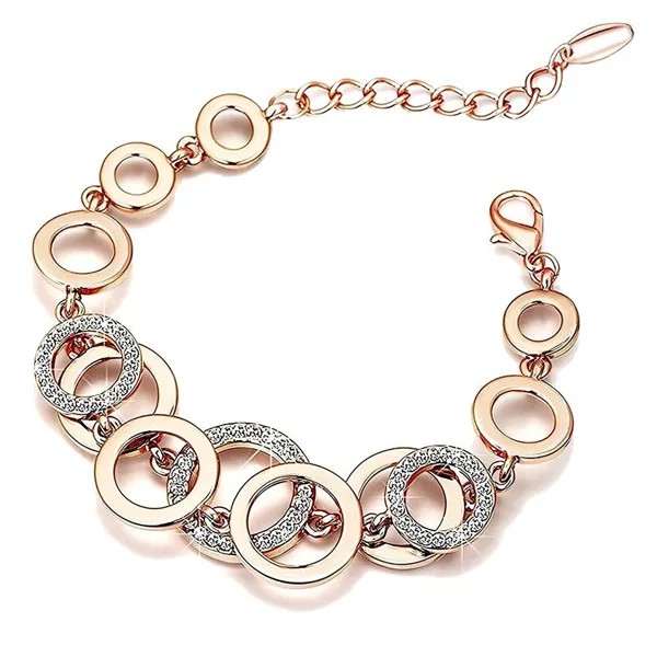 Стильный браслет из 18-каратного розового золота с кристаллами AAA для женщин и девочек