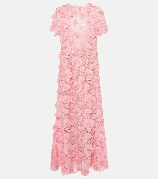 Платье миди из цветочного кружева Oscar De La Renta, розовый