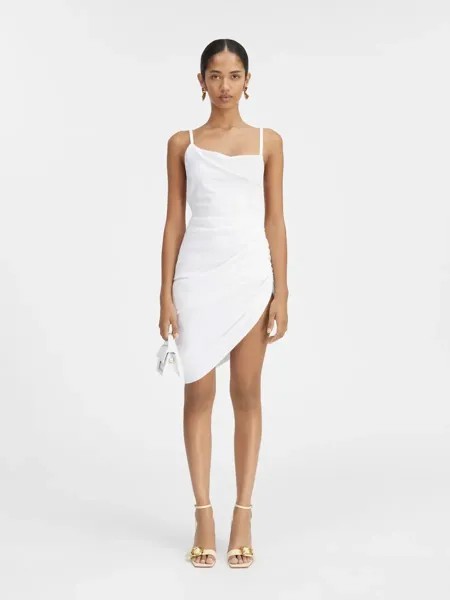 Асимметричное мини-платье с драпировкой Саудад Jacquemus, белый