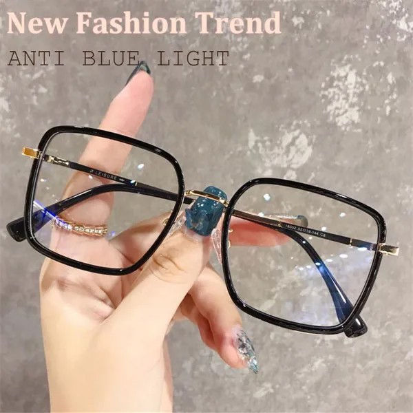 2021 Новая мода Литературные очки Унисекс Анти-синие очки Большая оправа Дикая Безрецептурные очки
