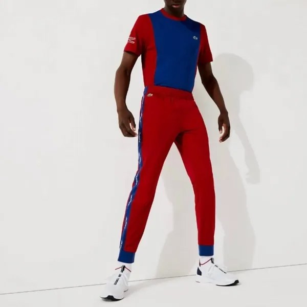 Мужские спортивные штаны из пике красного/синего цвета Lacoste