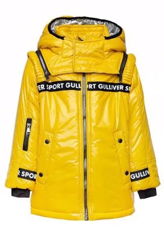 Куртка Gulliver зимняя, капюшон, карманы, подкладка, размер 98, желтый