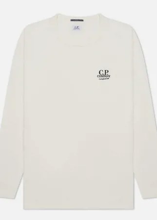 Мужской лонгслив C.P. Company Mercerized Jersey Garment Dyed, цвет белый, размер S