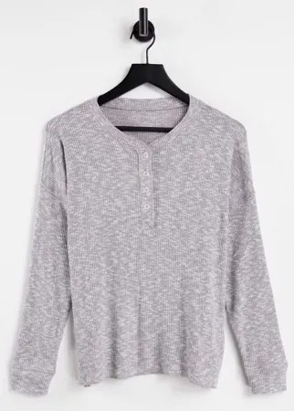 Серый лонгслив хенли на пуговицах American Eagle