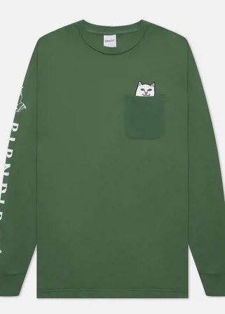 Мужской лонгслив RIPNDIP Lord Nermal Pocket, цвет зелёный, размер L