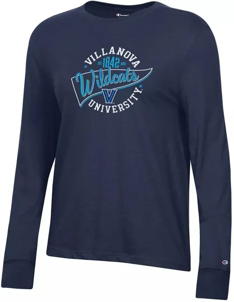 Женская темно-синяя футболка с длинными рукавами Champion Villanova Wildcats Core