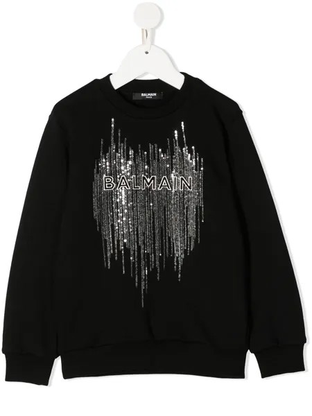Balmain Kids толстовка с пайетками и вышитым логотипом