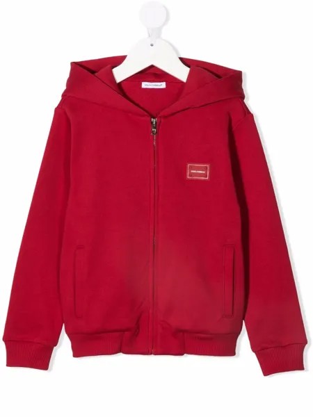 Dolce & Gabbana Kids худи на молнии с нашивкой-логотипом