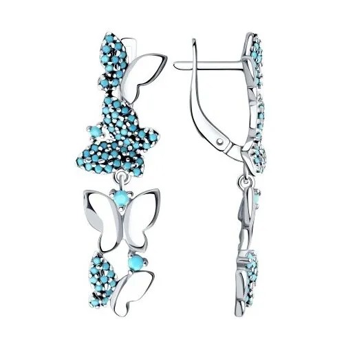 Серьги Diamant online, серебро, 925 проба, ситалл, бирюза