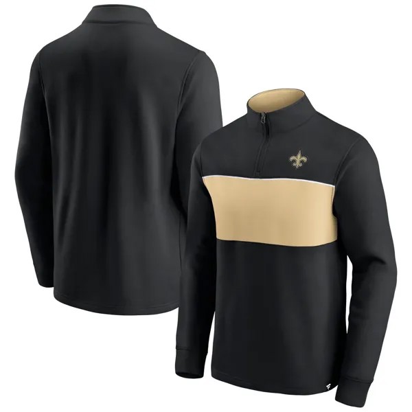 Мужская фирменная черная/золотая куртка New Orleans Saints Block для вечеринок с молнией до четверти Fanatics
