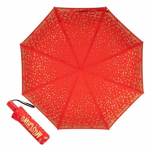 Зонт MOSCHINO, красный, золотой