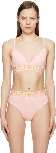 Розовый бюстгальтер с каймой Greca Versace Underwear