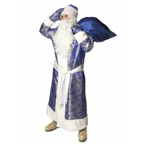 Карнавальный костюм Дед Мороз жаккардовый (синий) (6066) 52-54