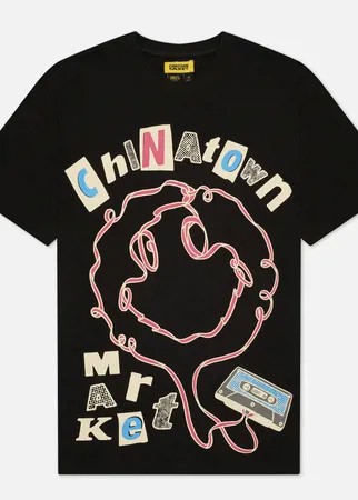 Мужская футболка Chinatown Market Smiley Tape Player, цвет чёрный, размер S
