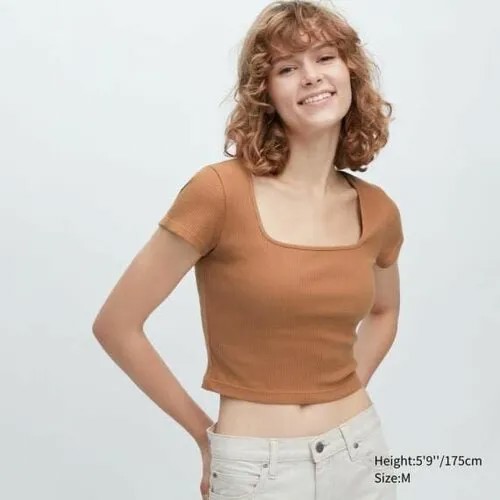 Кроп-топ Uniqlo, размер L, коричневый