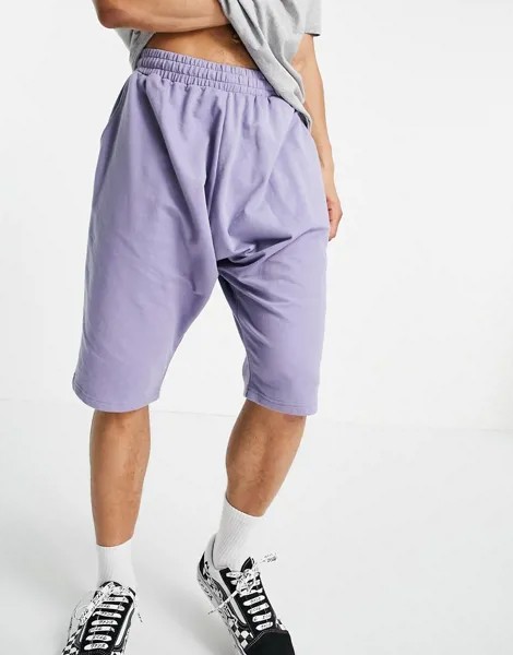 Легкие трикотажные шорты фиолетового цвета с заниженным шаговым швом ASOS DESIGN-Фиолетовый цвет