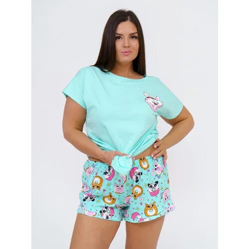 Пижама BUY-TEX.RU, размер 42, зеленый, голубой