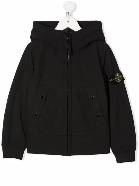 Stone Island Junior пуховик на молнии с нашивкой-логотипом