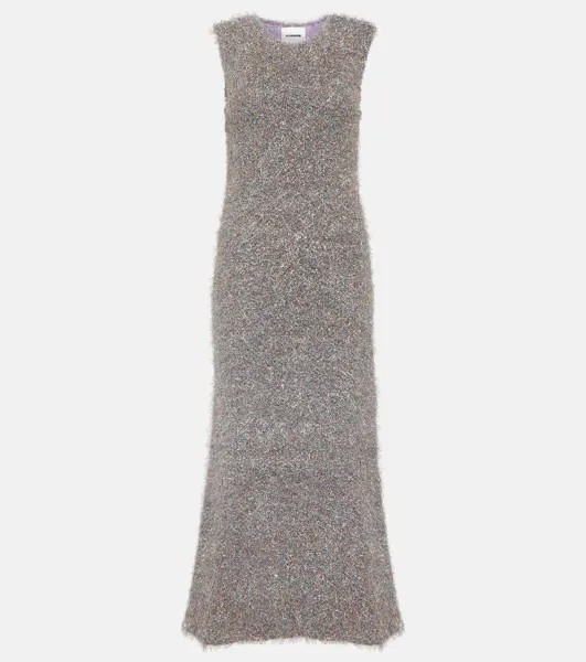 Платье миди с люрексом и эффектом металлик Jil Sander, мультиколор