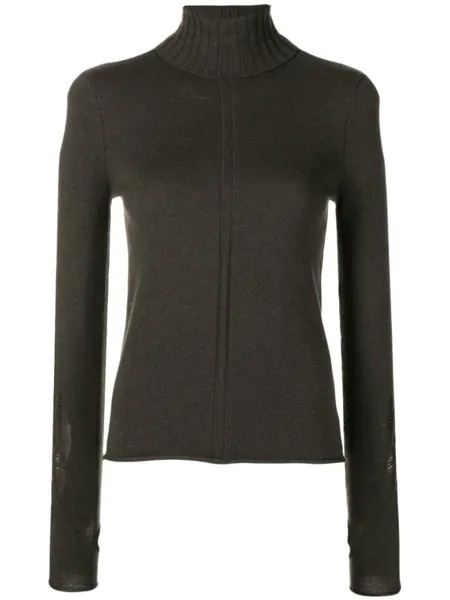 Dion Lee джемпер с эффектом потертости и высоким воротником, зеленый