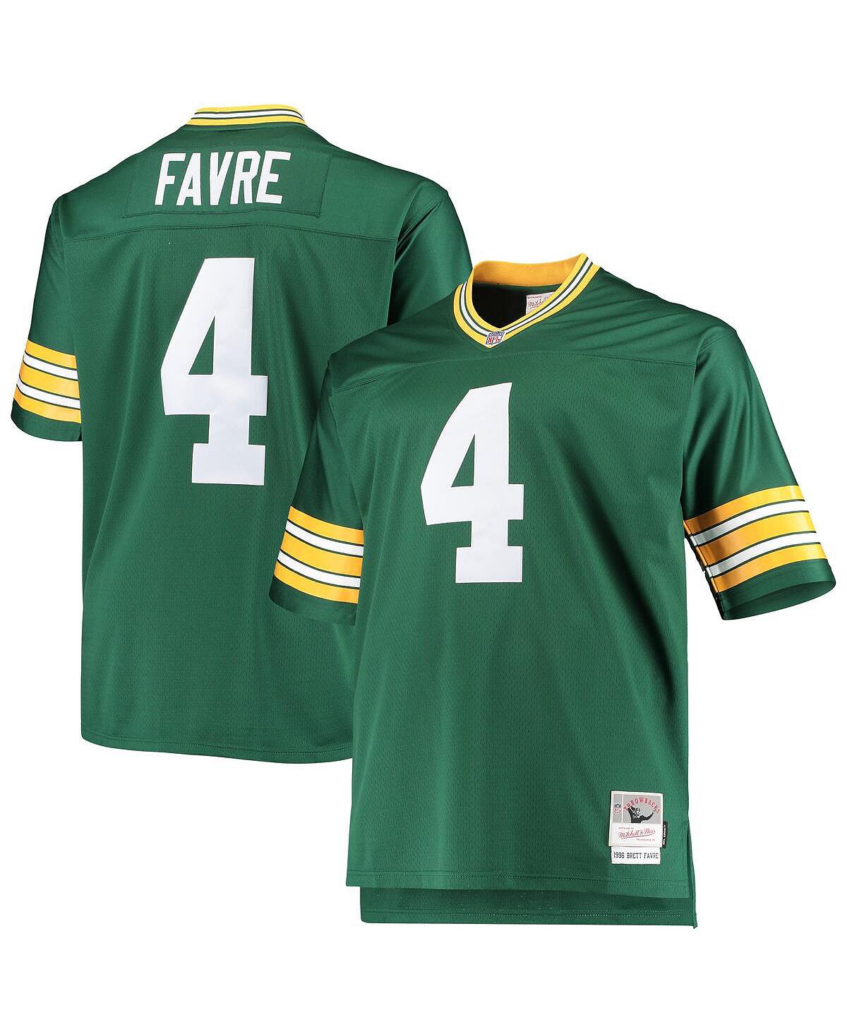 Мужская футболка brett favre green green bay packers big and tall 1996 года, копия джерси для пенсионеров Mitchell & Ness, зеленый