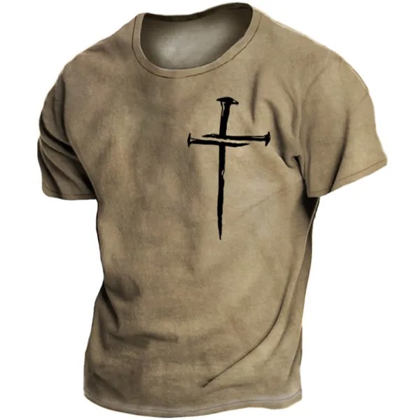 Мужская футболка с коротким рукавом с принтом Vintage Nail Cross