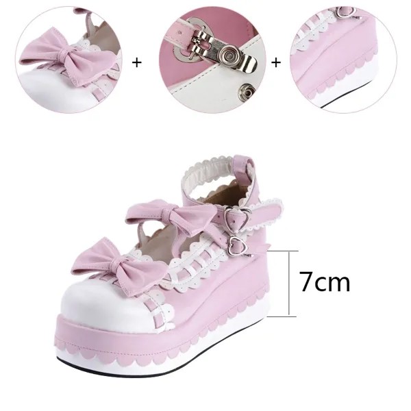Женские туфли в японском стиле Лолита, туфли на платформе для девочек, обувь для косплея принцессы с бантом, европейские размеры 35-44, новинка...