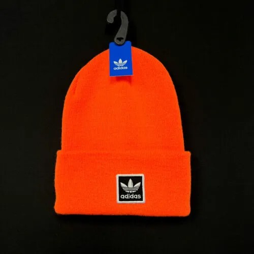 Мужская шапка-бини Adidas Original Fold Team Issue теплая вязаная оранжевая #687