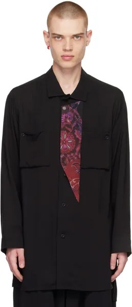 Черная рубашка с цветочным принтом JP Yohji Yamamoto
