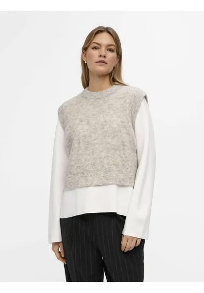 Вязаный свитер STRICKWESTE MOHAIRMIX Object, цвет light grey melange