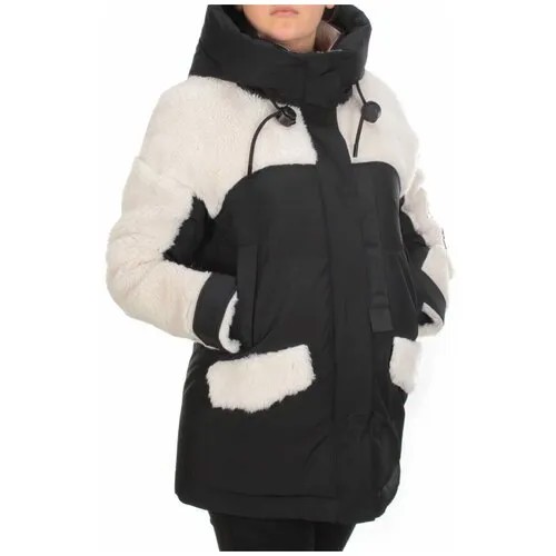 Куртка  MEAJIATEER зимняя, средней длины, силуэт прямой, стеганая, капюшон, карманы, размер 42, черный