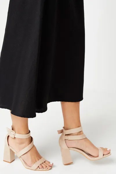 Асимметричные босоножки Shae на высоком блочном каблуке Dorothy Perkins, бежевый