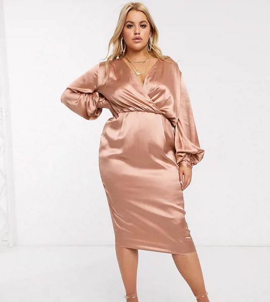 Атласное платье миди ASOS DESIGN Curve-Многоцветный